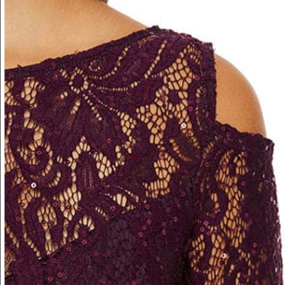 Blu Sage Lace Merlot Cold Shoulder gown 16 NWT - Picture 4 of 9